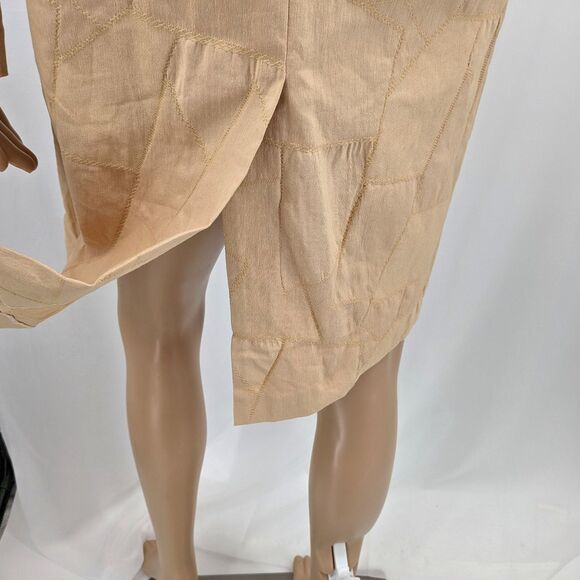 NWT Vintage 1990s Silk Box Longline Jacket Cream Patchwork Trench Gold Size 6 - Picture 10 of 15
